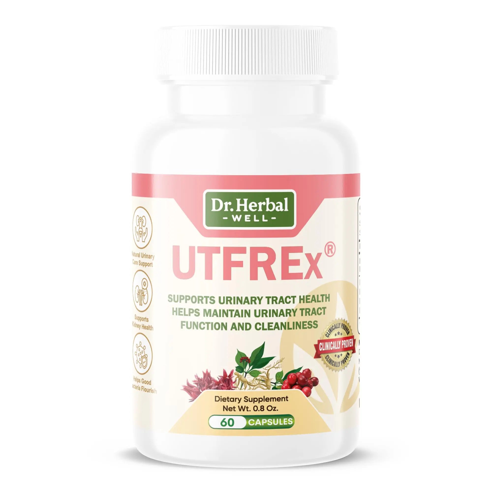 DR. HERBAL WELL UTFREX Clinically Proven Urinary Tract UTI Health Supplement Natural Support Cleanse Flush Protect (No Probiotics & D-Mannose) – 60 Capsules DR. HERBAL WELL uk supplements