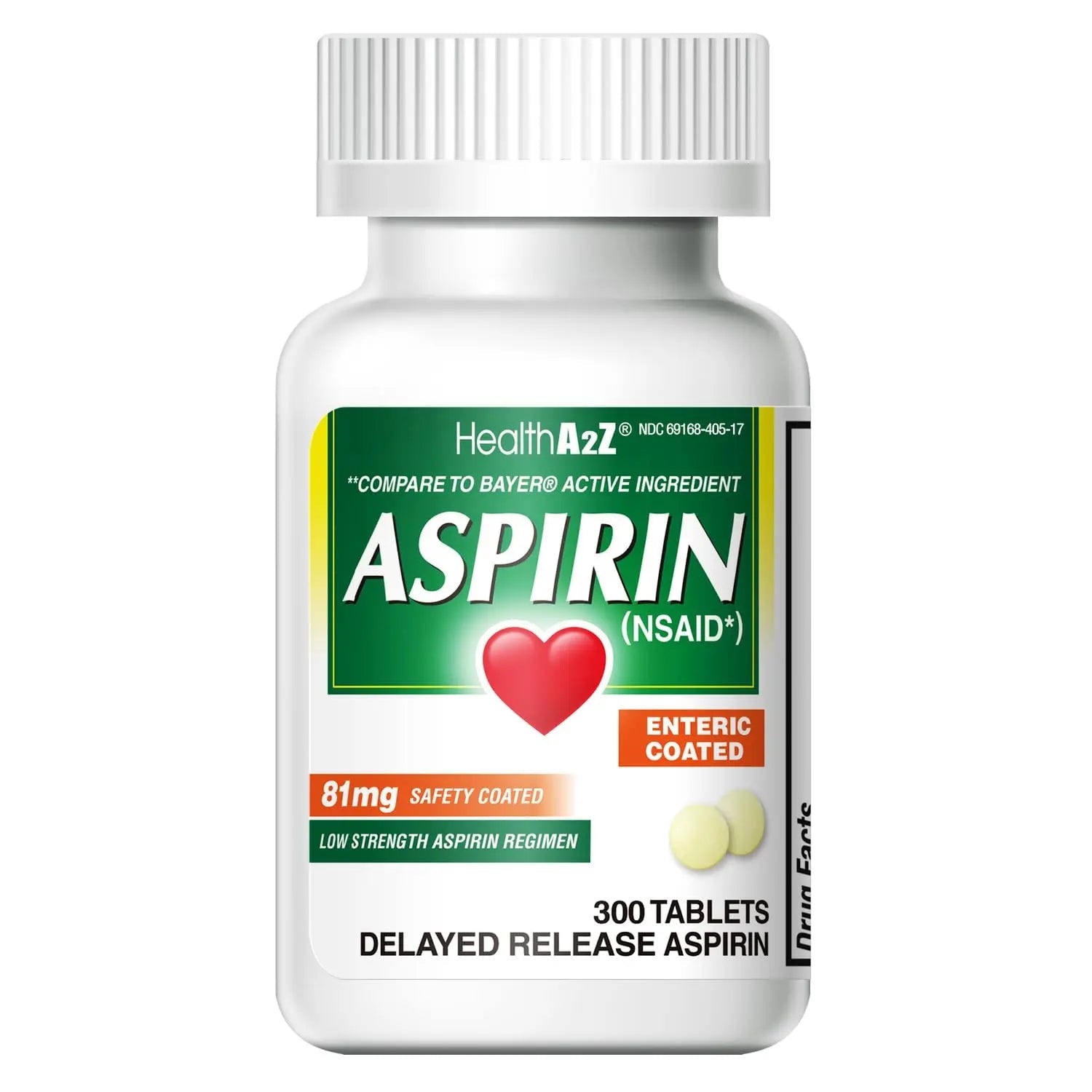 HealthA2Z® Aspirin 81 mg | Low Strength | Enteric Coated | Pain Relief | Reduces Minor Aches Muscle Pain & Cramps | Fever Reducer | Reduces Headache (300 Counts) HealthA2Z uk supplements