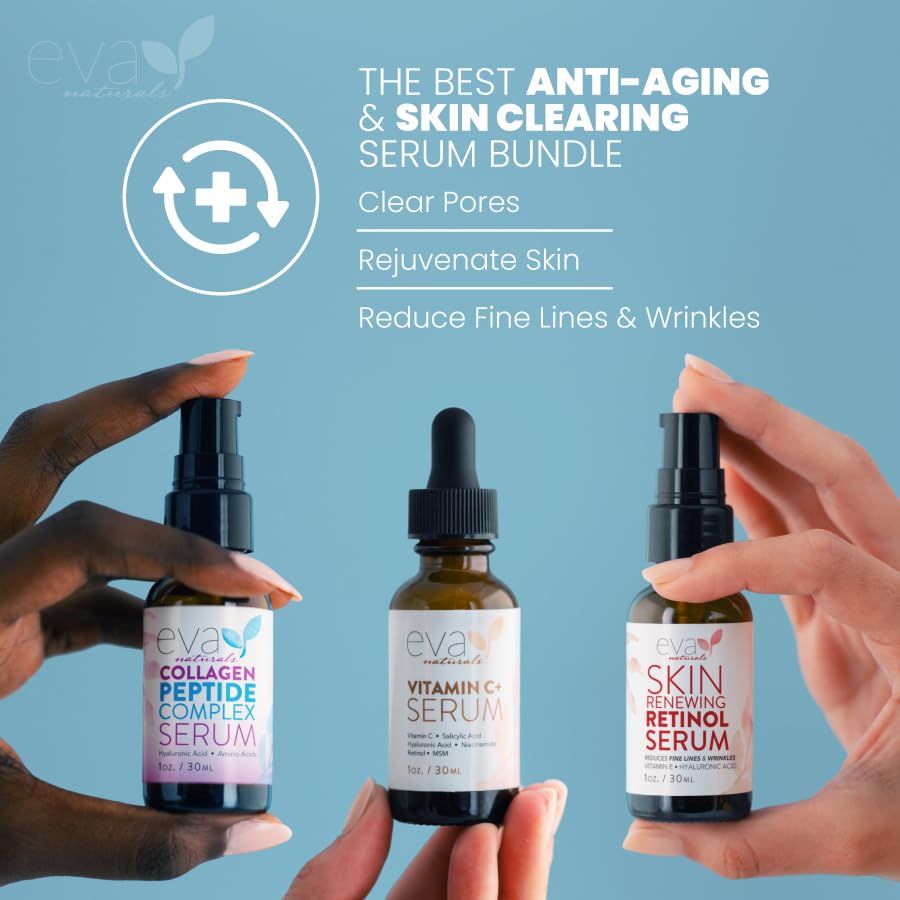 Eva Naturals Anti-Aging Serum Bundle - Vitamin C Serum, Hyaluronic Acid Serum Eva Naturals uk supplements