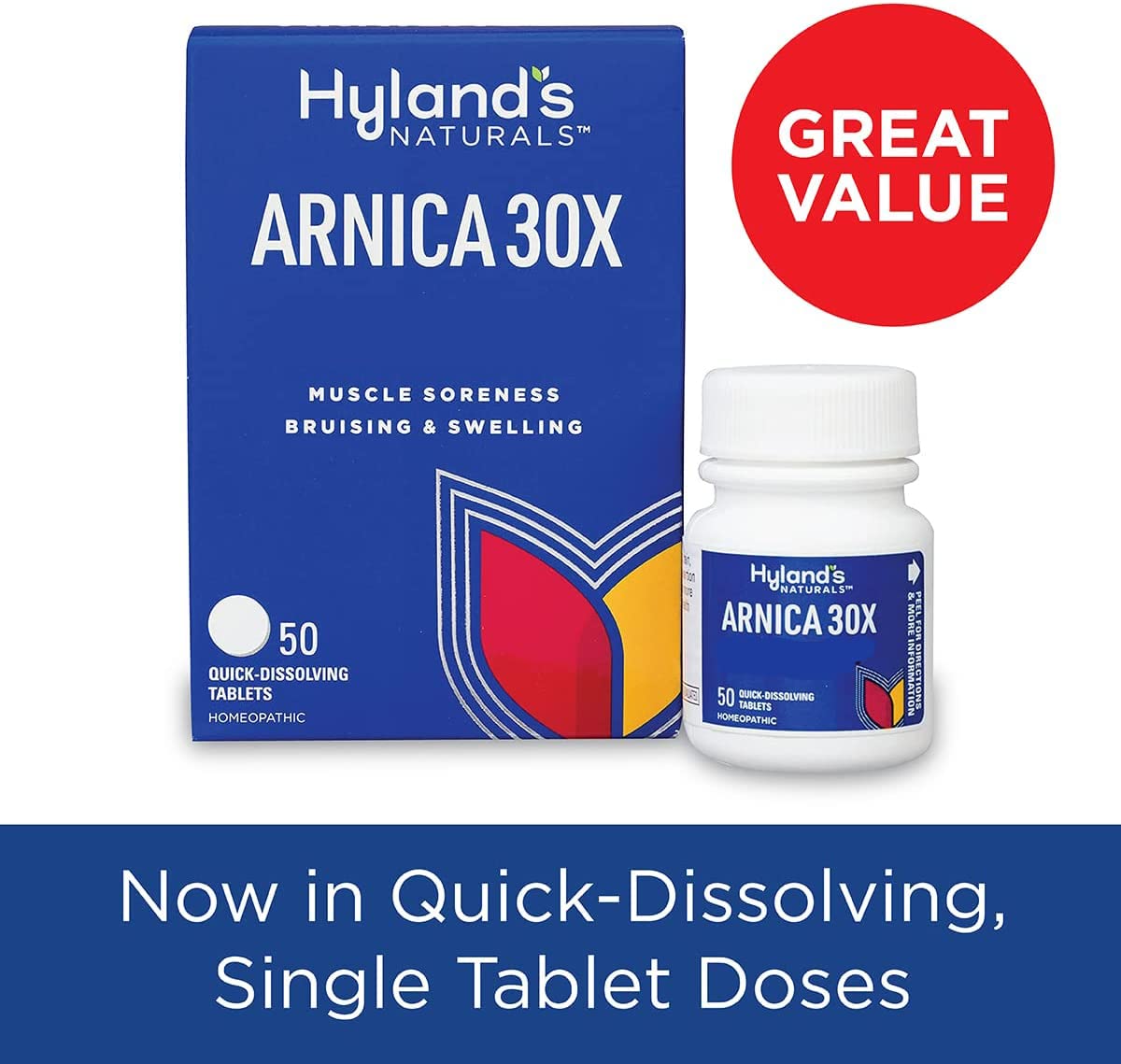 Hyland's Arnica 30x 50 Tablets (3 Pack = 150 Tablets), Bruising, Swelling, Muscle Pain Relief Hyland's uk supplements