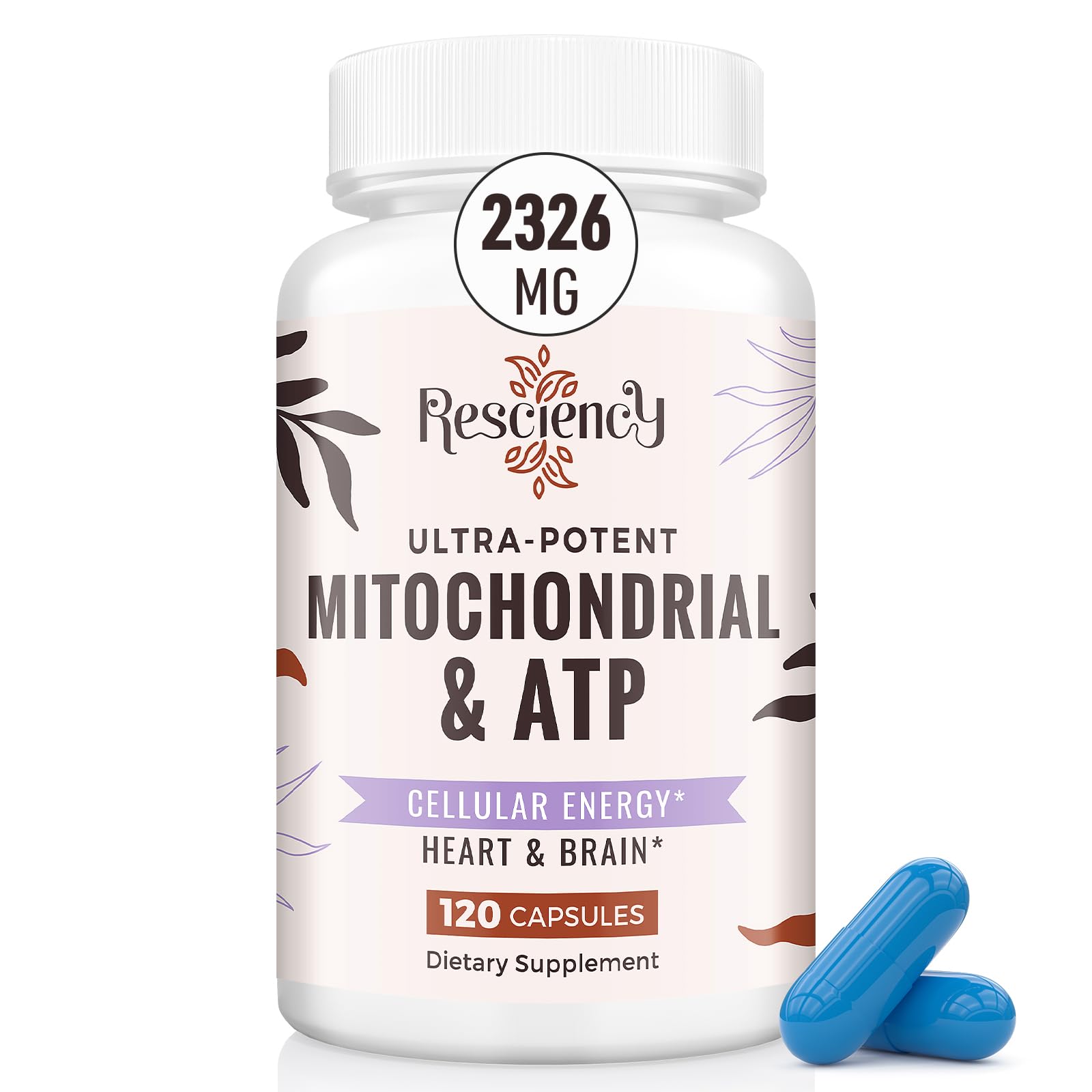 Resciency 2326 MG Mitochondrial Supplements with ATP, Vitamins, CoQ10 & PQQ, More Effective Than Creatine HMB & Nitric Oxide, Energy, Endurance, Strength, Recovery & Muscle, Organic, 120 Capsules Resciency uk supplements