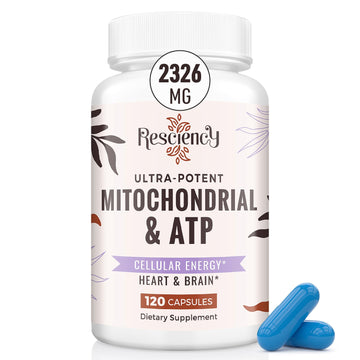 Resciency 2326 MG Mitochondrial Supplements with ATP, Vitamins, CoQ10 & PQQ, More Effective Than Creatine HMB & Nitric Oxide, Energy, Endurance, Strength, Recovery & Muscle, Organic, 120 Capsules Resciency uk supplements