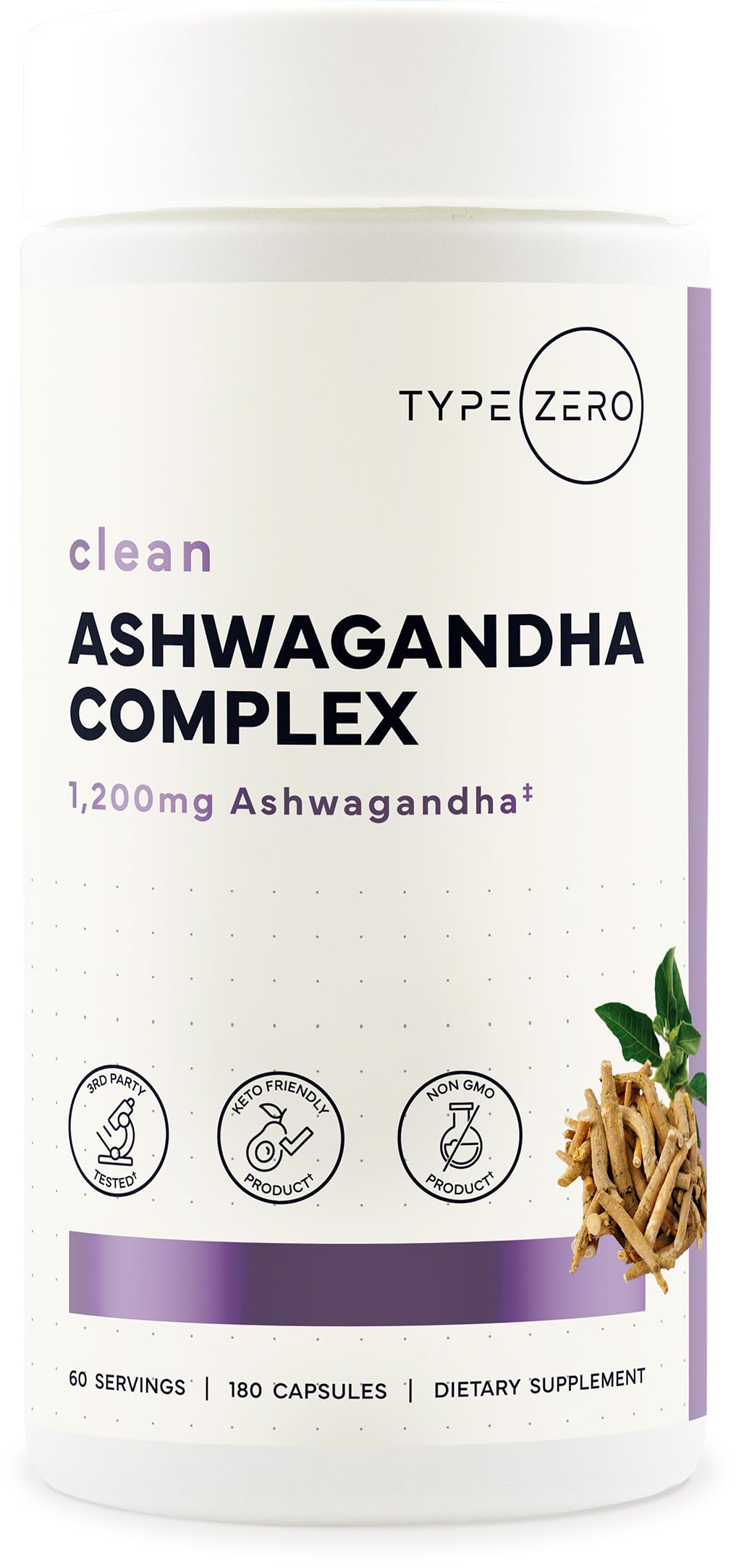 Type Zero KSM-66 Ashwagandha Root Extract 1,200mg, 60 Servings - High Potency 5% Withanolides - with Turmeric, Rhodiola Rosea and BioPerine Black Pepper Extract - 180 Veggie Caps Type Zero uk supplements