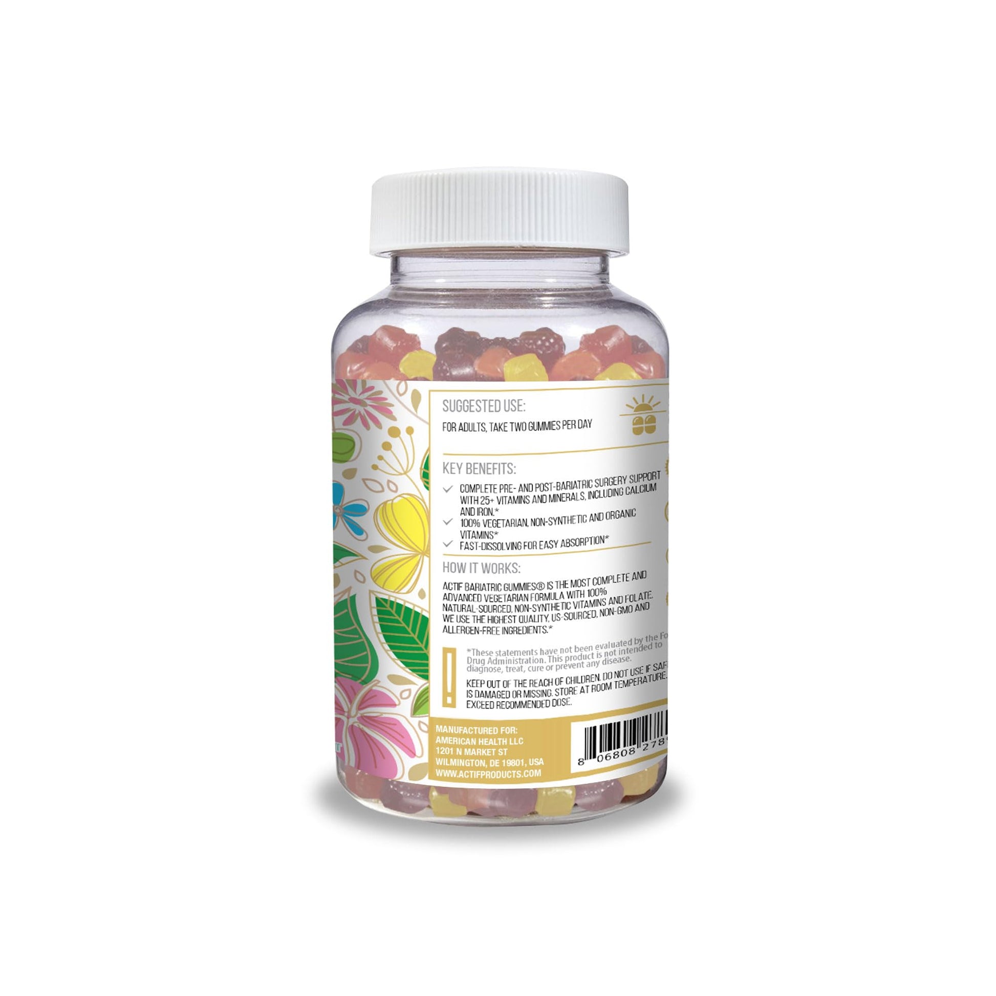 ACTIF Organic Bariatric Gummies with 25+ Organic Vitamins and Minerals for Bariatric Surgery Gastric Bypass Surgery, Advanced Formula - 90 Count ACTIF uk supplements