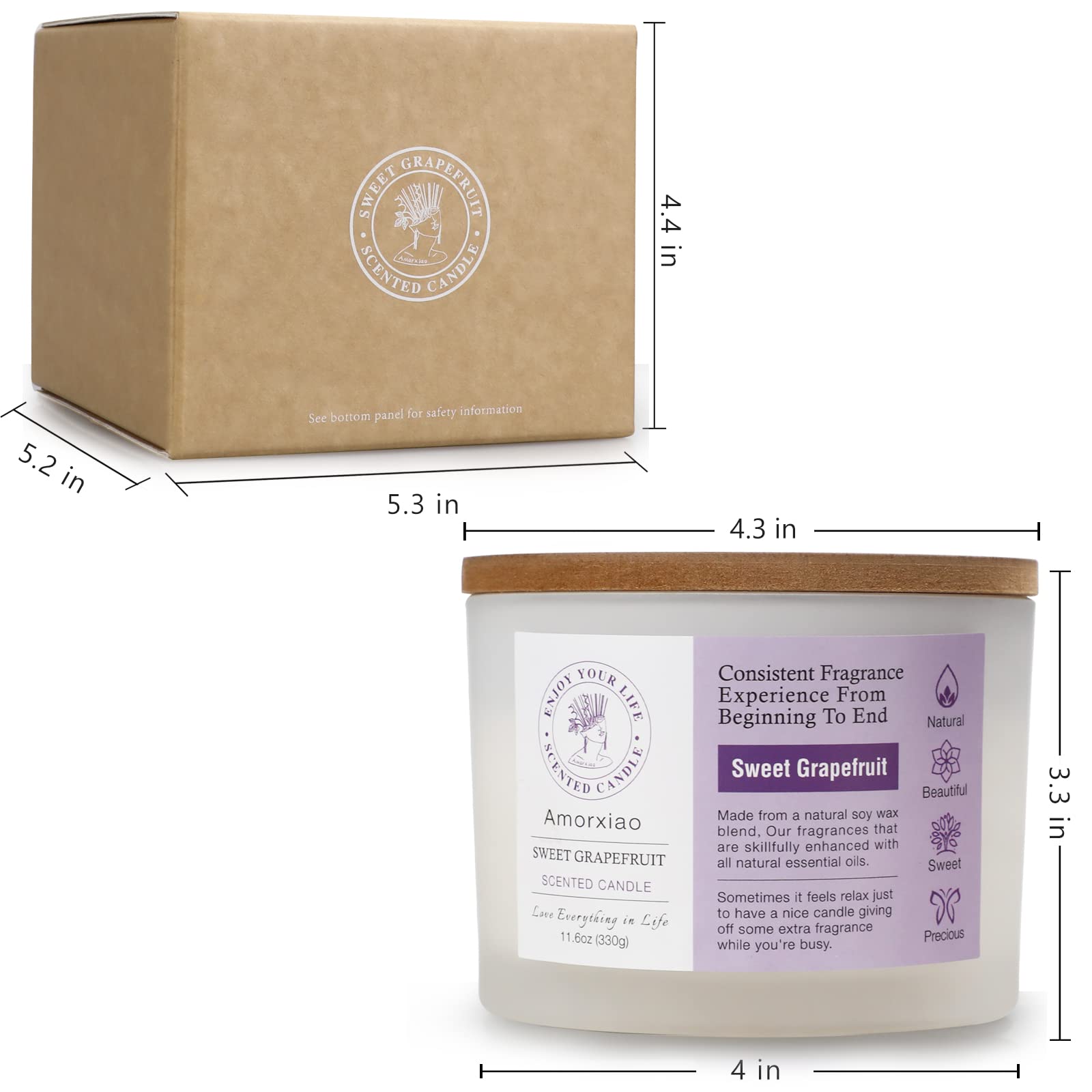 3 Pack Candles for Home Scented, 34.8 oz 240 Hour Long Lasting Candles Set, Grapefruit &Lavender ROSIANS uk supplements