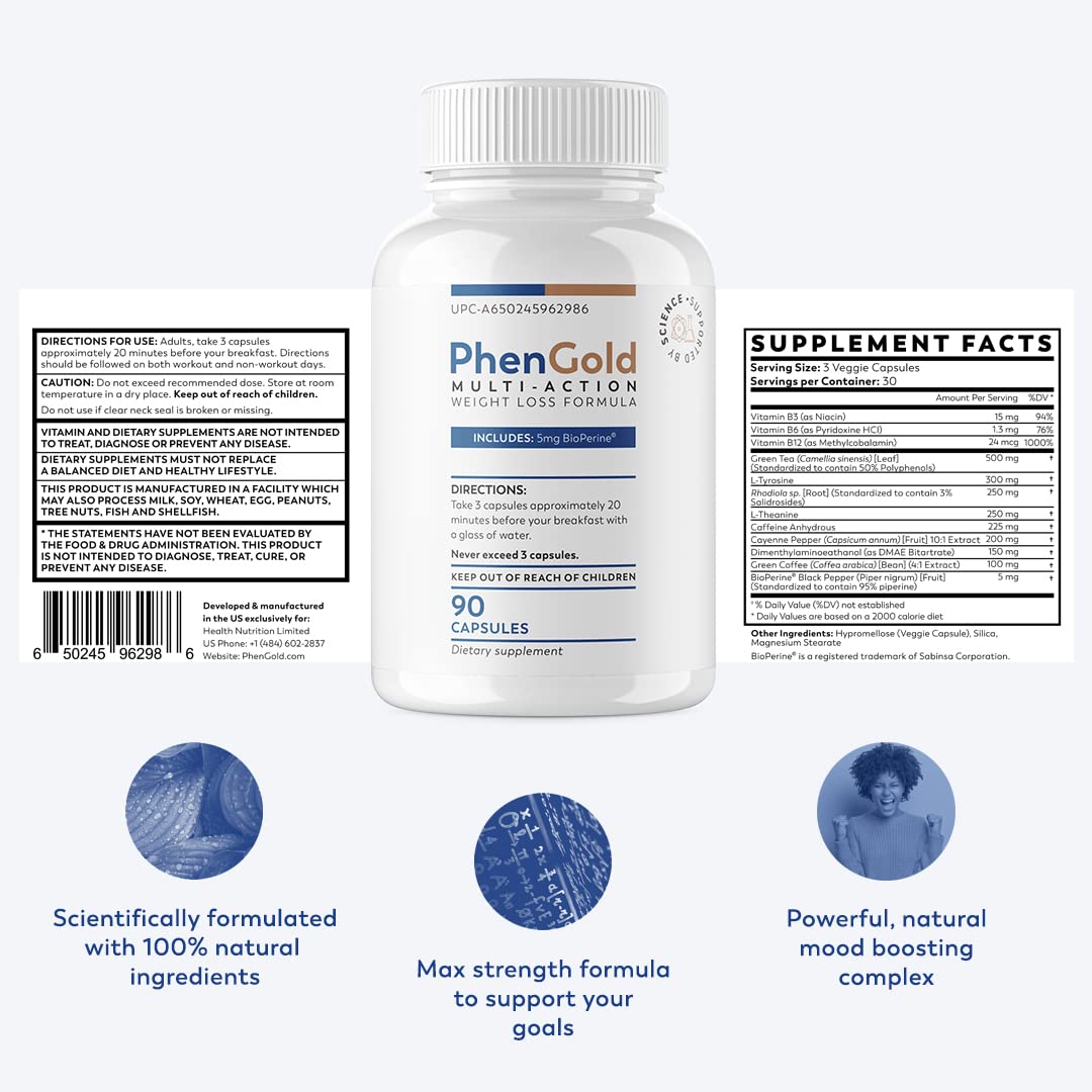 PhenGold Pills, Original Multi-Action Weight Management Formula with Green Tea PhenGold uk supplements