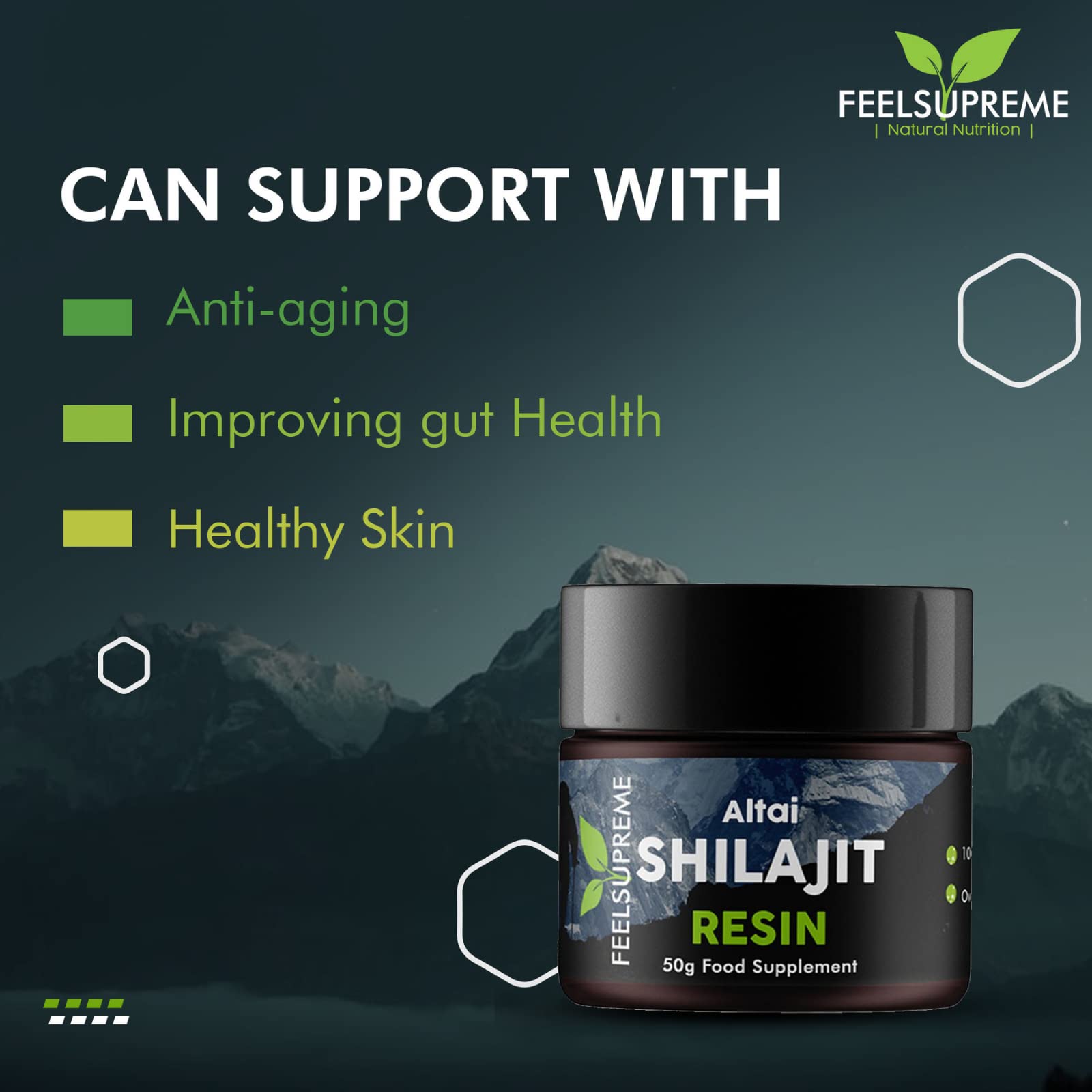 Natural Black Altai Shilajit Resin Large (50g) Pot | 100% Pure Additive Free | 80 Trace Feel Supreme uk supplements