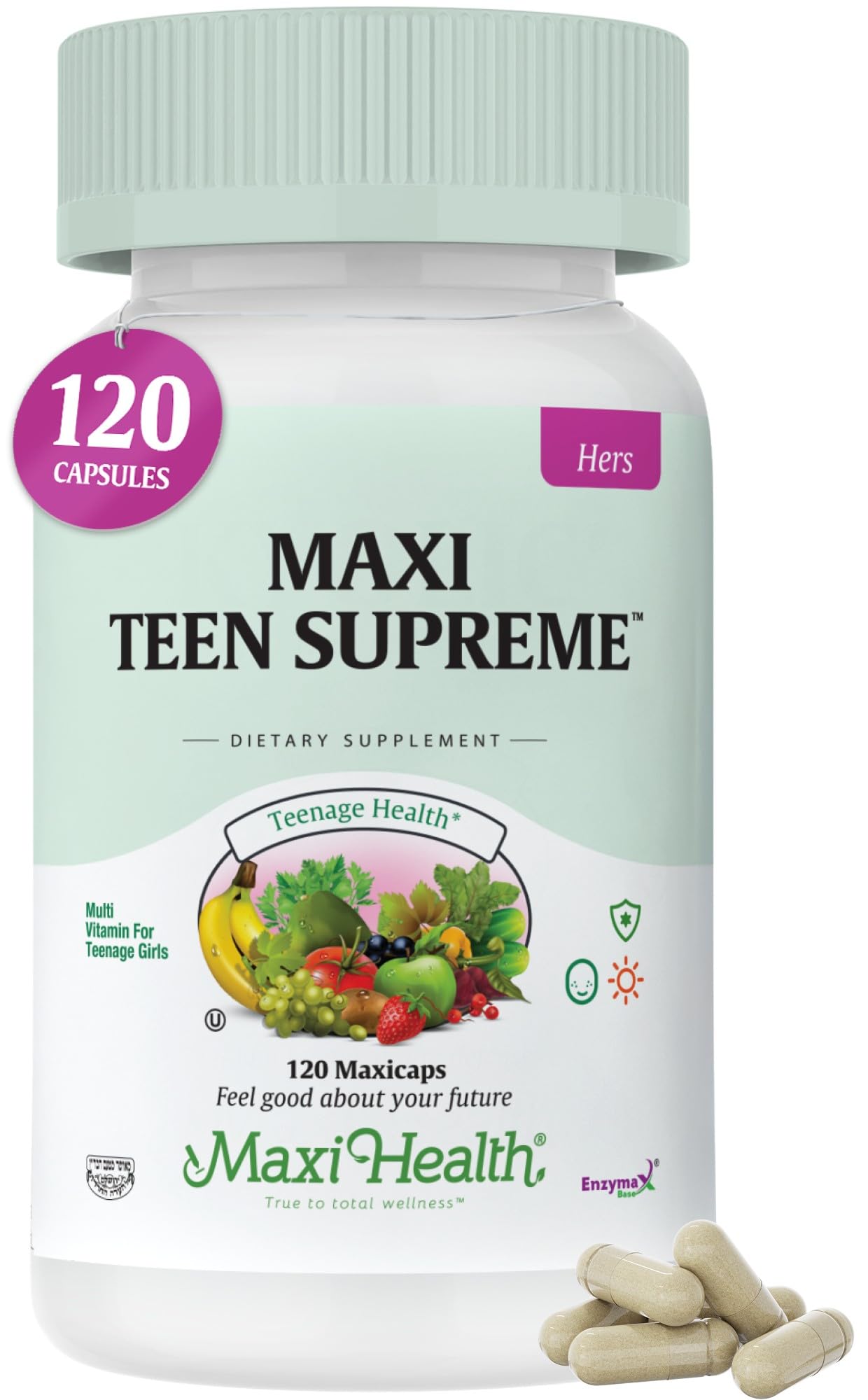 Teen Vitamins for Girls 12-17 - Teen Multivitamin D3, Iron, Calcium, Biotin, Zinc, Digestive Enzymes – Teenager Girl Multi Vitamins Maxi Health uk supplements