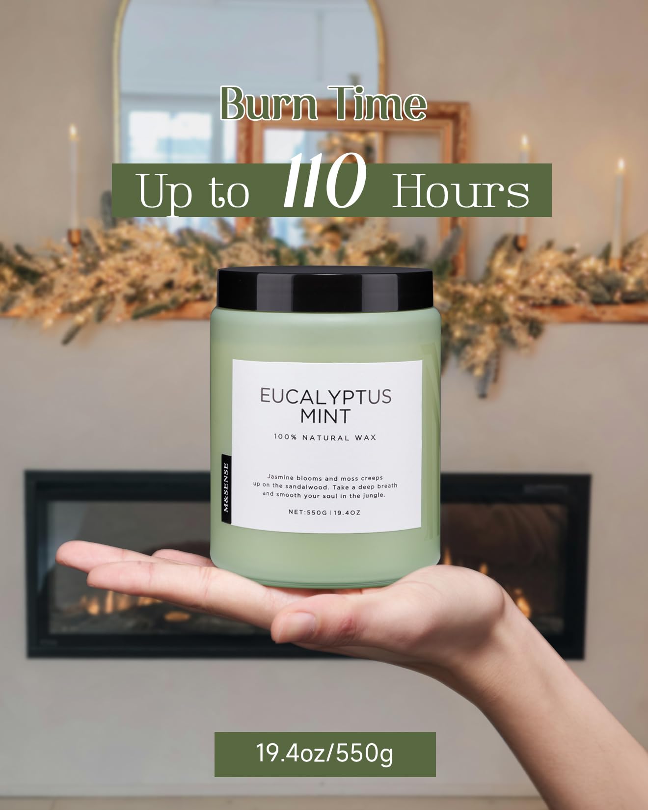 M&SENSE Eucalyptus Mint Candles for Home Scented, 19.4oz 110 Hours Burn Soy Aromatherapy M&SENSE uk supplements