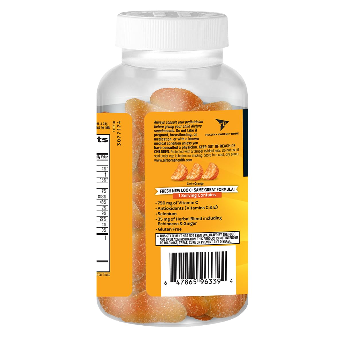 Airborne 750mg Vitamin C Immune Support Supplement Gummies for Adults, Zesty Orange Flavor, Gluten Free Crafted Blend with Powerful Antioxidants Vitamins A C & E, 63 Gummies (3 Pack) Airborne uk supplements