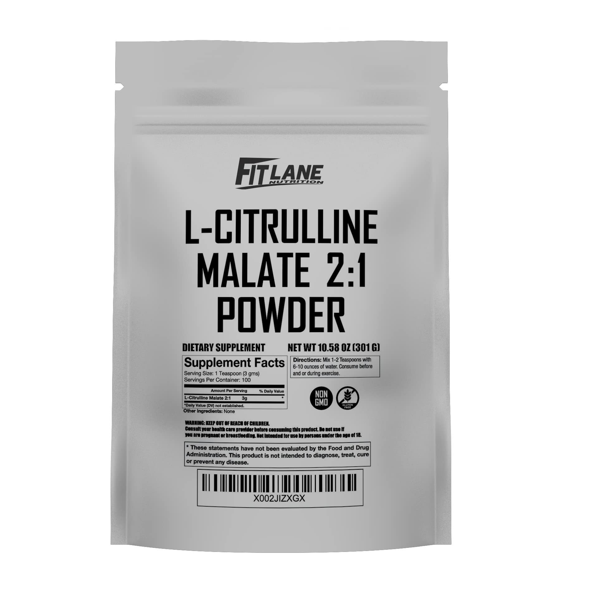 L Citrulline Malate 2 1 Powder 300 Grams - Bulk L Citrulline Powder - Free Form Amino Fit Lane Nutrition uk supplements