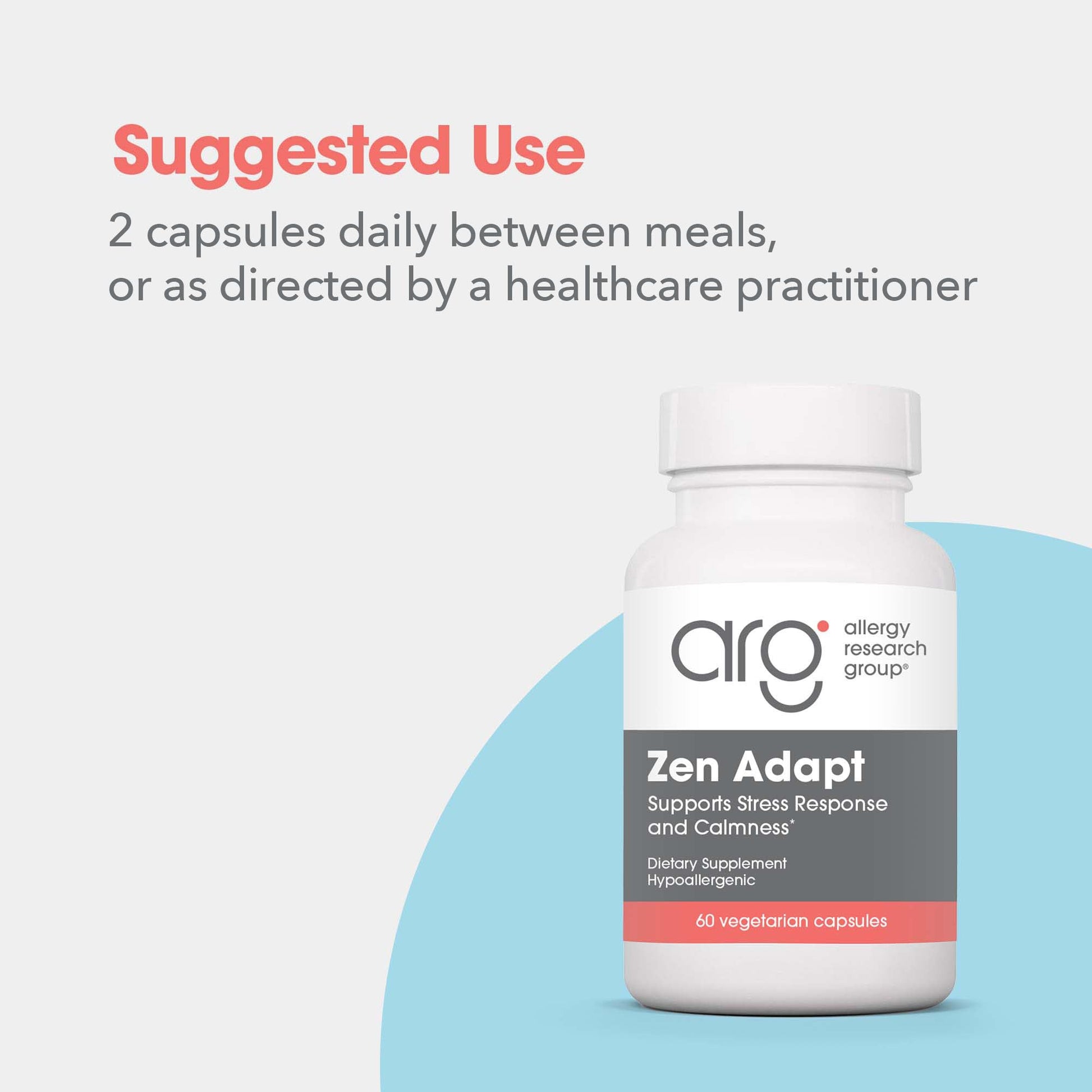 ARG Zen Adapt - 200 mg L-Theanine, 125 mg Ashwagandha & 550 mg GABA - Supports Stress Response and Calmness - Vegetarian Capsules - Hypoallergenic Formula - 30 Servings - 60 Capsules Allergy Research Group uk supplements