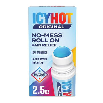Icy Hot Original Pain Relief No-Mess Roll-On Applicator, Fast-Acting Pain Relief with Max Strength Menthol 16%, Contrast Therapy for Backaches, Joints, Muscle Strains and Arthritis, 2.5 oz Icy Hot uk supplements