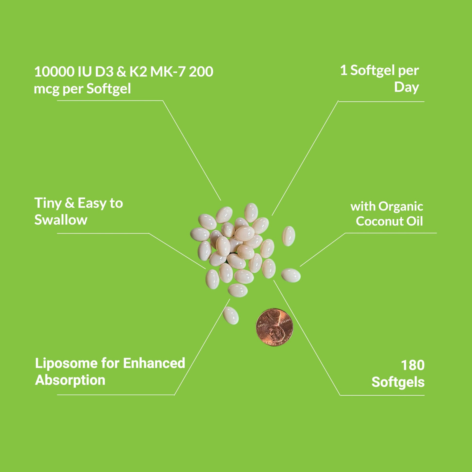 UpNourish Liposomal D3 K2 Vitamin 10000 IU D3 and K2 MK-7 200 mcg - 180 Vitamin D3 k2 (Vitamina D3 con K2) Mini Softgels - Easy to Swallow K2 D3 Vitamin UpNourish uk supplements