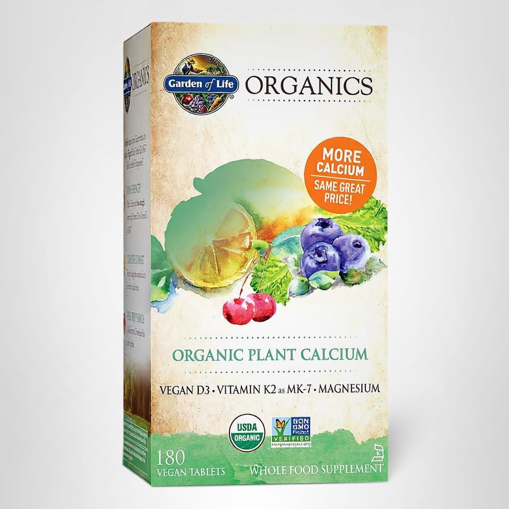 Garden of Life Calcium Supplement with Magnesium & Organic Vitamin D3 K2, Made from Whole Foods, Gluten-Free, 180 Count Garden of Life uk supplements