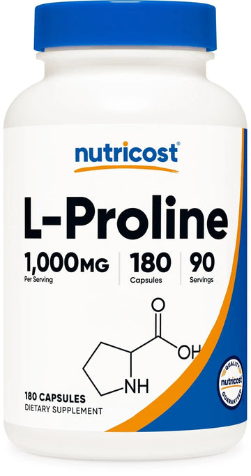 Nutricost L-Proline 1000mg, 180 Capsules (90 Servings) - 500mg Per Cap, Non-GMO, Gluten Free Nutricost uk supplements