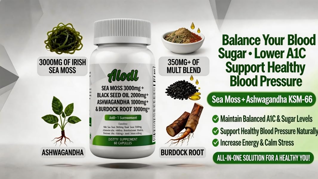 ALODI Super Seaweed Blend Supplement - Contains KSM-66 Ashwagandha, Black Seed Oil, Burdock Root, Kelp, Supports Digestion, Sleep, and Immune Health ALODI uk supplements