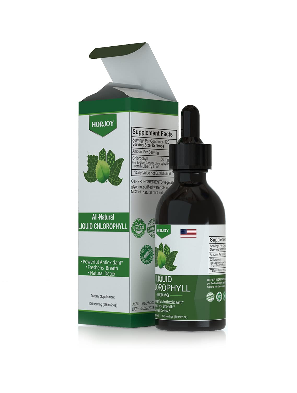 Chlorophyll Liquid Drops - 100% Natural Energy Booster and Immune Support - Internal Horjoy uk supplements