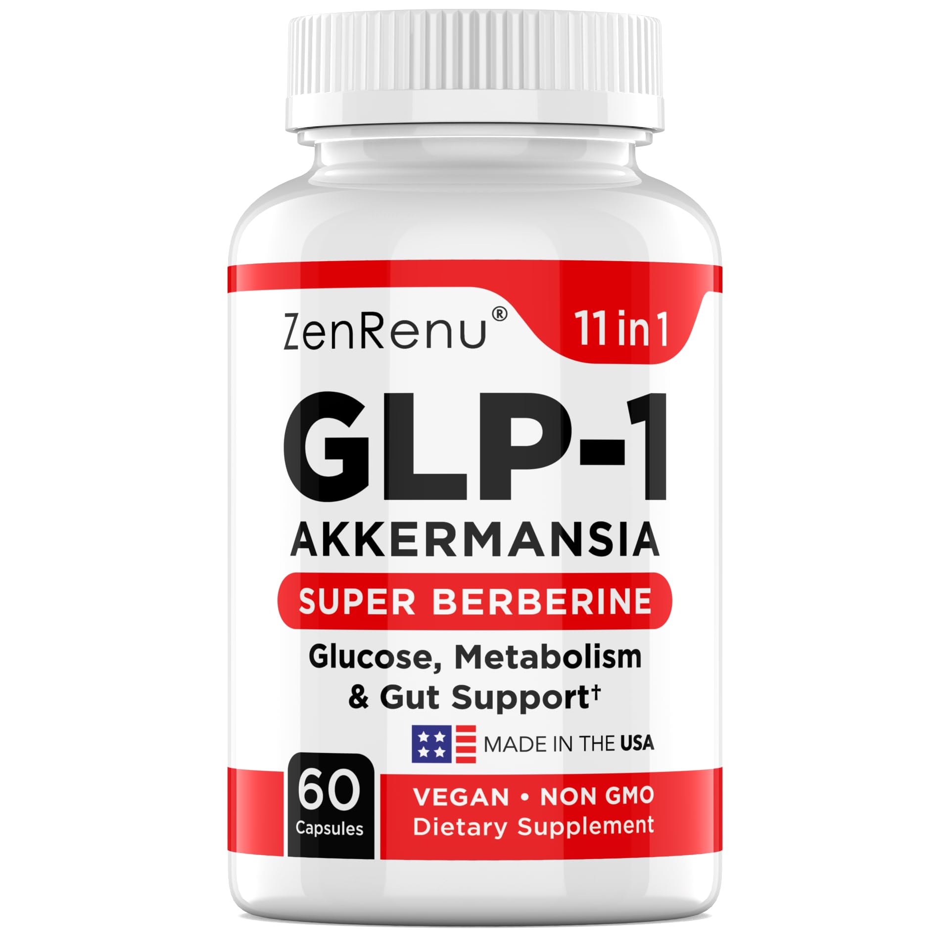 Zenrenu GLP-1 Supplement for Women - Natural Metabolism, Appetite & Craving Support – Super Berberine, Cinnamon,Akkermansia Probiotic,11-in-1 Gut Support - GLP Activate -60 Vegan Caps Zenrenu uk supplements