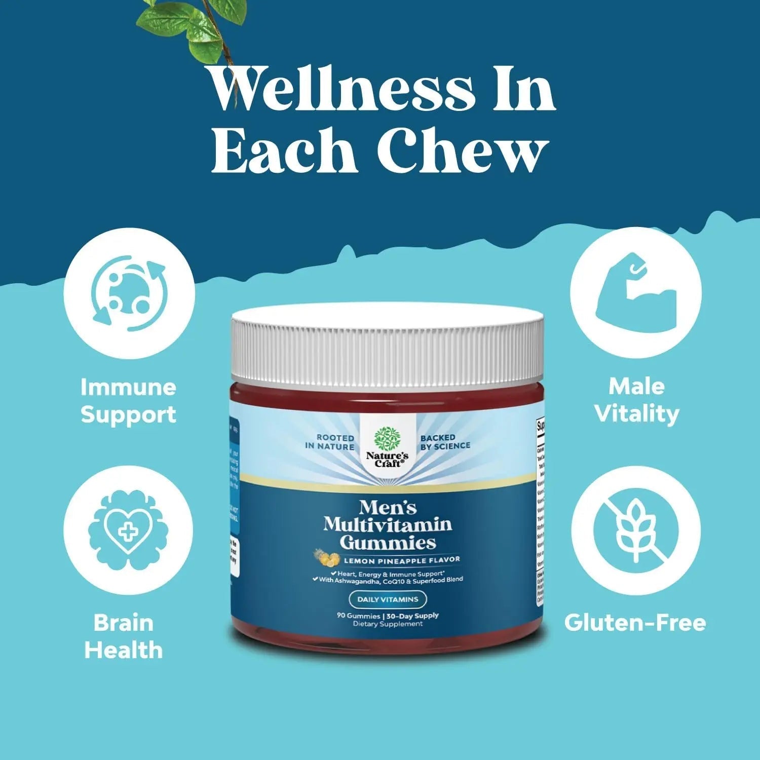 Natures Craft Men's Multivitamin Gummies with Superfood Complex - Daily Multivitamin for Men Gummies with CoQ10 and Ashwagandha Natures Craft uk supplements