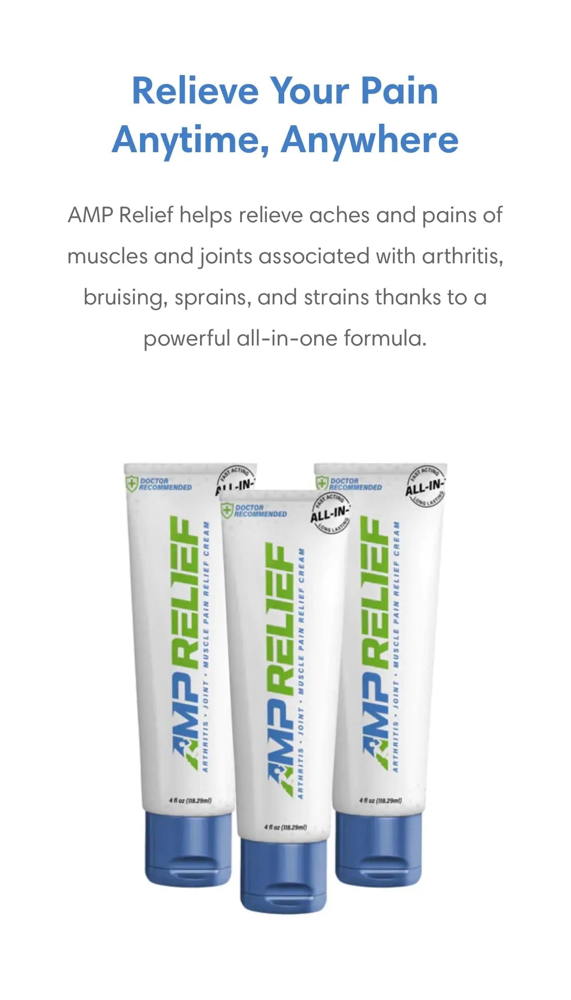 AMP RELIEF Cream - 4oz - All Natural Topical Pain Cream with Arnica, Boswellia, Eucalyptus and Menthol AMP RELIEF uk supplements