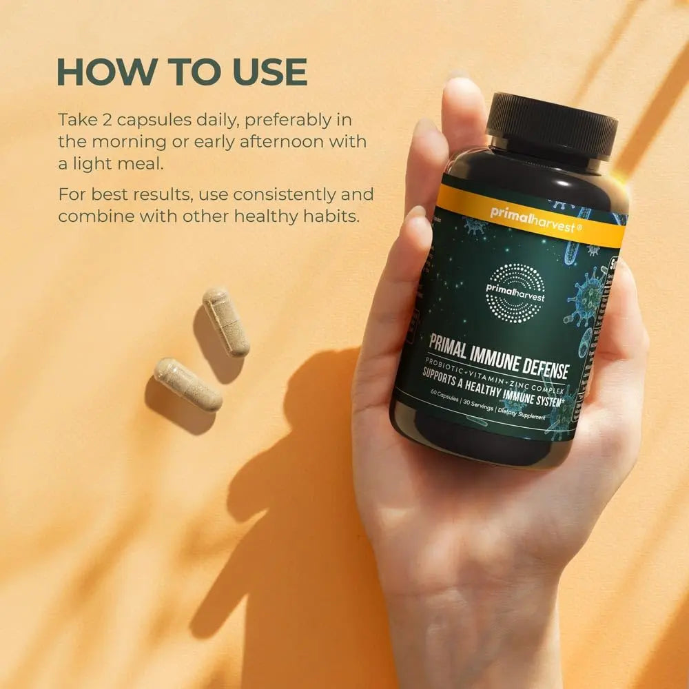 Primal Harvest Immune Defense 10-in-1 Supplement with Probiotics, Zinc, and Vitamins C, D3, K2, B6 Daily Immune Support for Adults Primal Harvest uk supplements