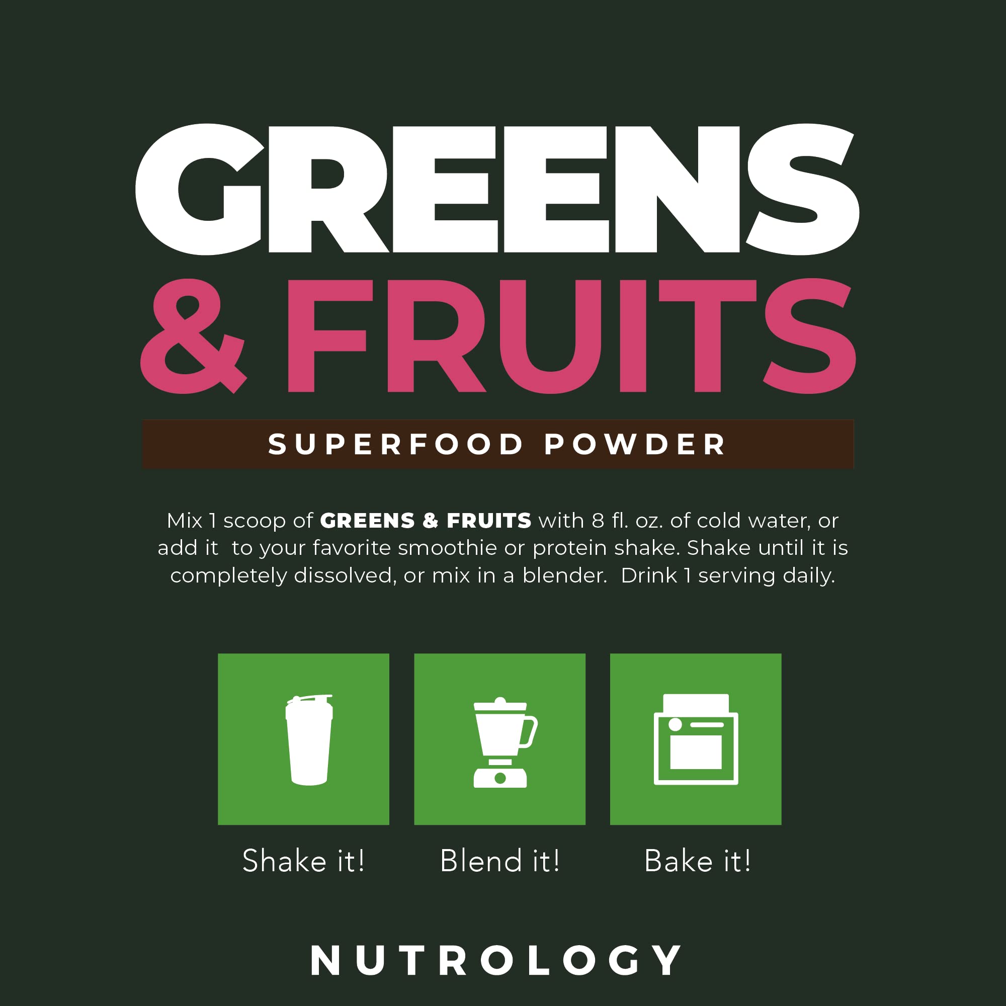 Nutrology Greens & Fruits Powder-Naturally Sourced Superfood, Chocolate (30 Servings) Zen Natural Magnesium Supplement (30 Servings) Nutrology uk supplements