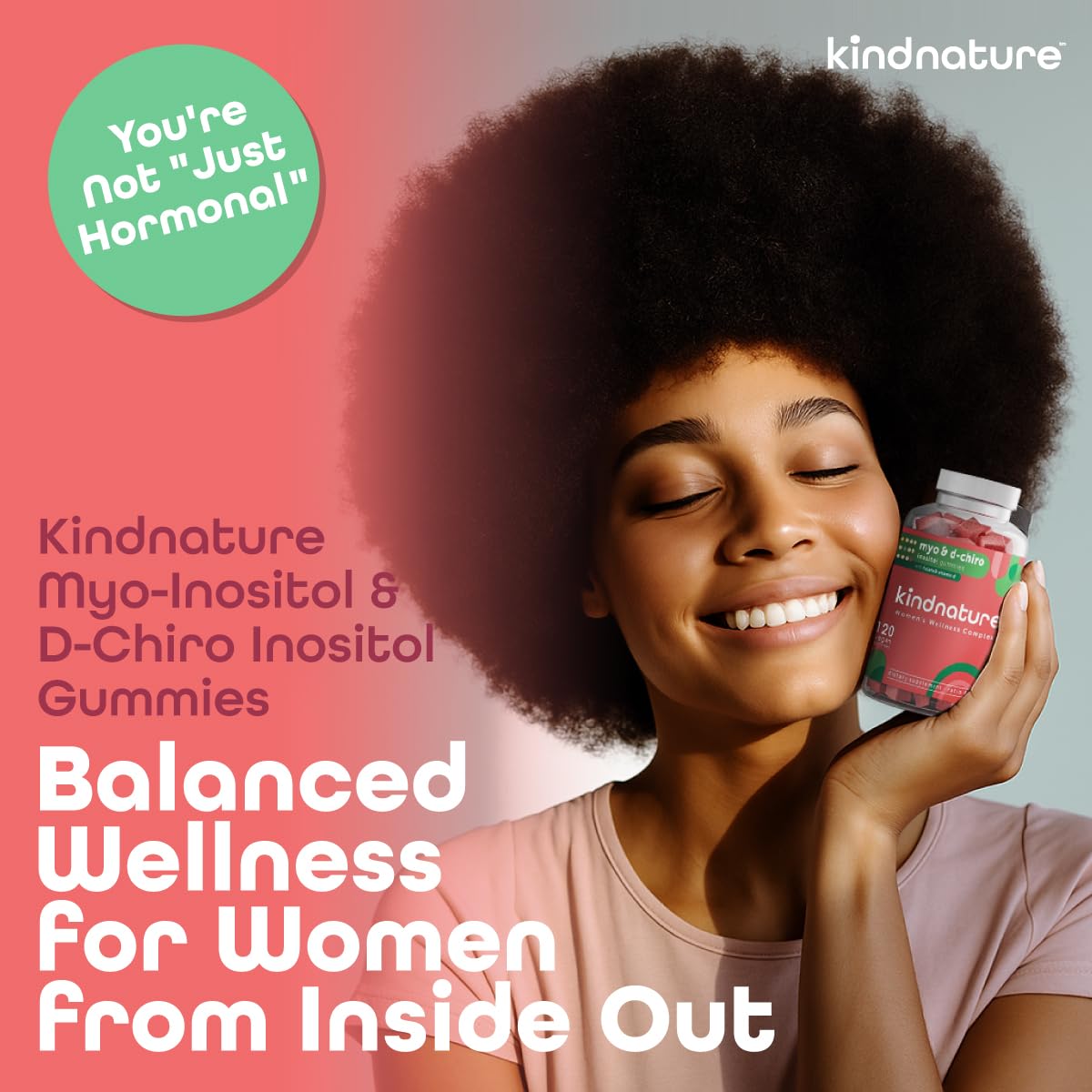 kindnature Myo-Inositol & D-Chiro Inositol Gummies for Women – 2000mg + 50mg, Ideal 40:1 Ratio – with Vitamin D & Folate – Hormone Balance Support – Vegan, Watermelon Flavor (120 Gummies) kindnature uk supplements