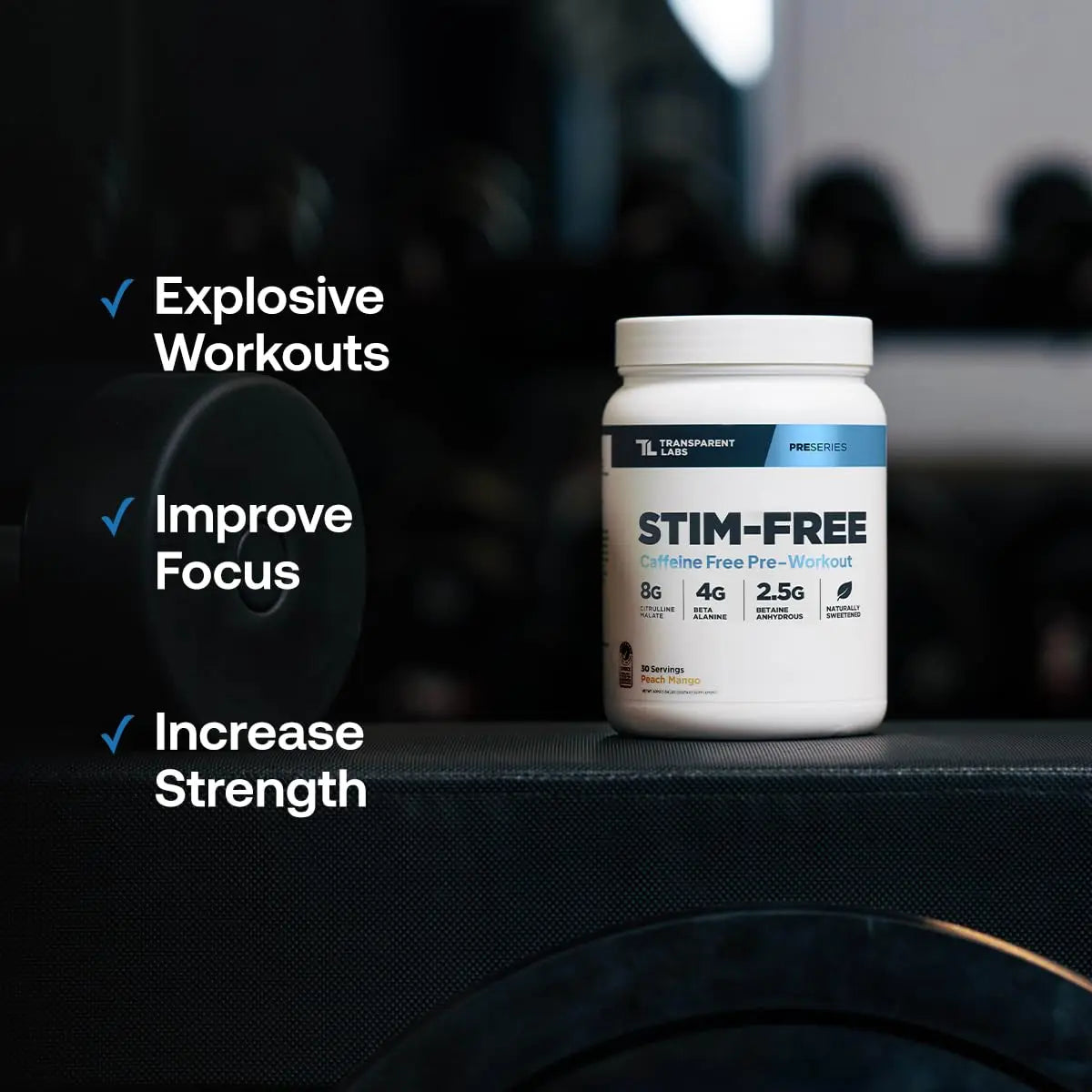 Transparent Labs Stim-Free Pre-Workout - Caffeine & Stim Free Pre Workout Powder for Men and Women with Beta Alanine Powder, Citrulline Malate, & elevATP - 30 Servings, Strawberry Lemonade Transparent Labs uk supplements