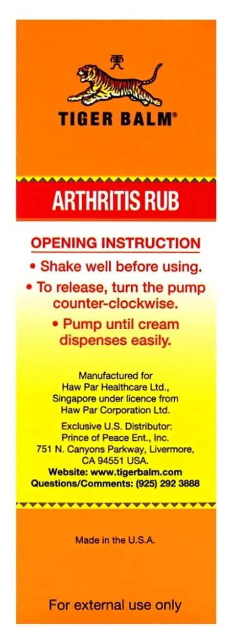 Tiger Balm Arthritis Rub, 4 Ounce -- 3 per case. Tiger Balm uk supplements