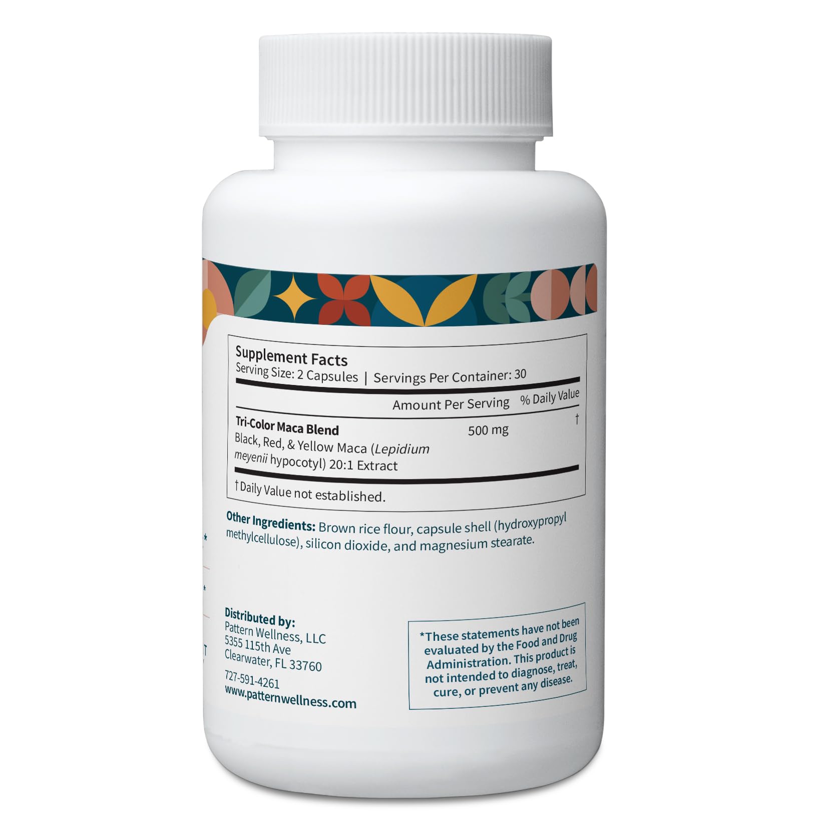 Pattern Wellness Maca Root Extract 20:1-500mg Per Serving – for Men & Women – Tri-Color Black/Red/Yellow Blend – 60 Vegan, Non-GMO Capsules Pattern Wellness uk supplements