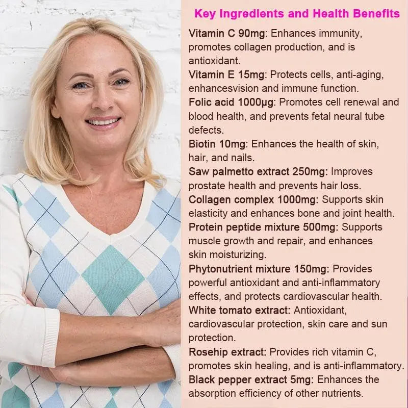 EGUOO Women’s Multivitamin 90 Capsules - Vitamin C, E, Biotin & Folic Acid for Energy, Immune Support, Brain, Heart, Eye & Bone Health EGUOO uk supplements