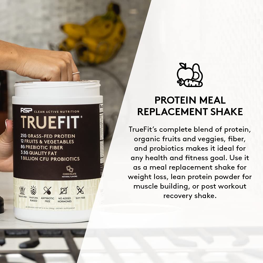 TrueFit Meal Replacement Shake Protein Powder, Grass Fed Whey + Organic Fruits RSP NUTRITION uk supplements