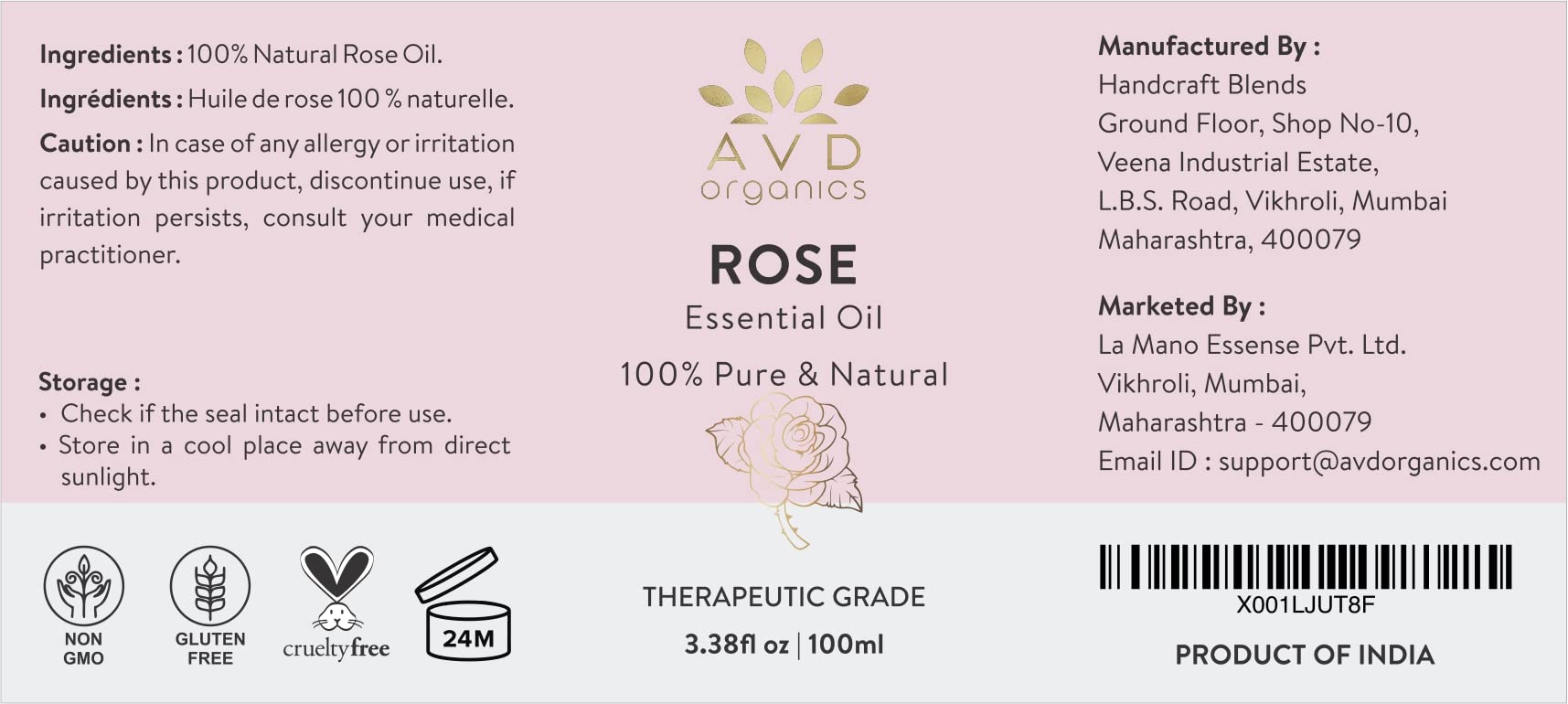 AVD Organics Rose Essential Oil for Diffuser - Premium Quality Therapeutic Grade Rose Oil AVD ORGANICS uk supplements