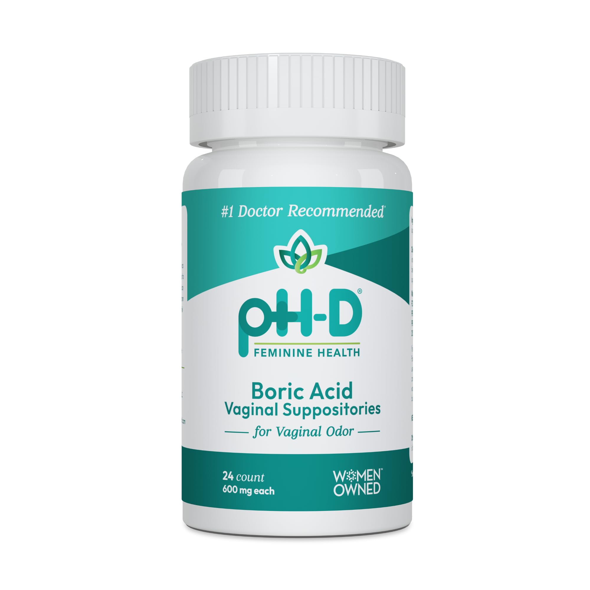 pH-D Feminine Health - 600 mg Boric Acid Suppositories - Woman Owned - for Vaginal Odor Use - 24 Count pH-D Feminine Health Support uk supplements