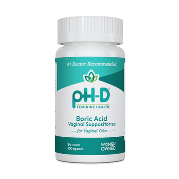 pH-D Feminine Health - 600 mg Boric Acid Suppositories - Woman Owned - for Vaginal Odor Use - 24 Count pH-D Feminine Health Support uk supplements