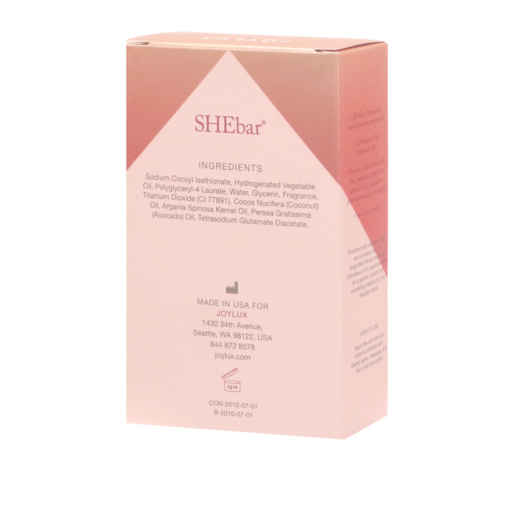 Joylux - SHEbar, Feminine Cleansing Bar, Yoni Bar, pH-Balanced Formula, Clean & Gentle Ingredients Joylux uk supplements