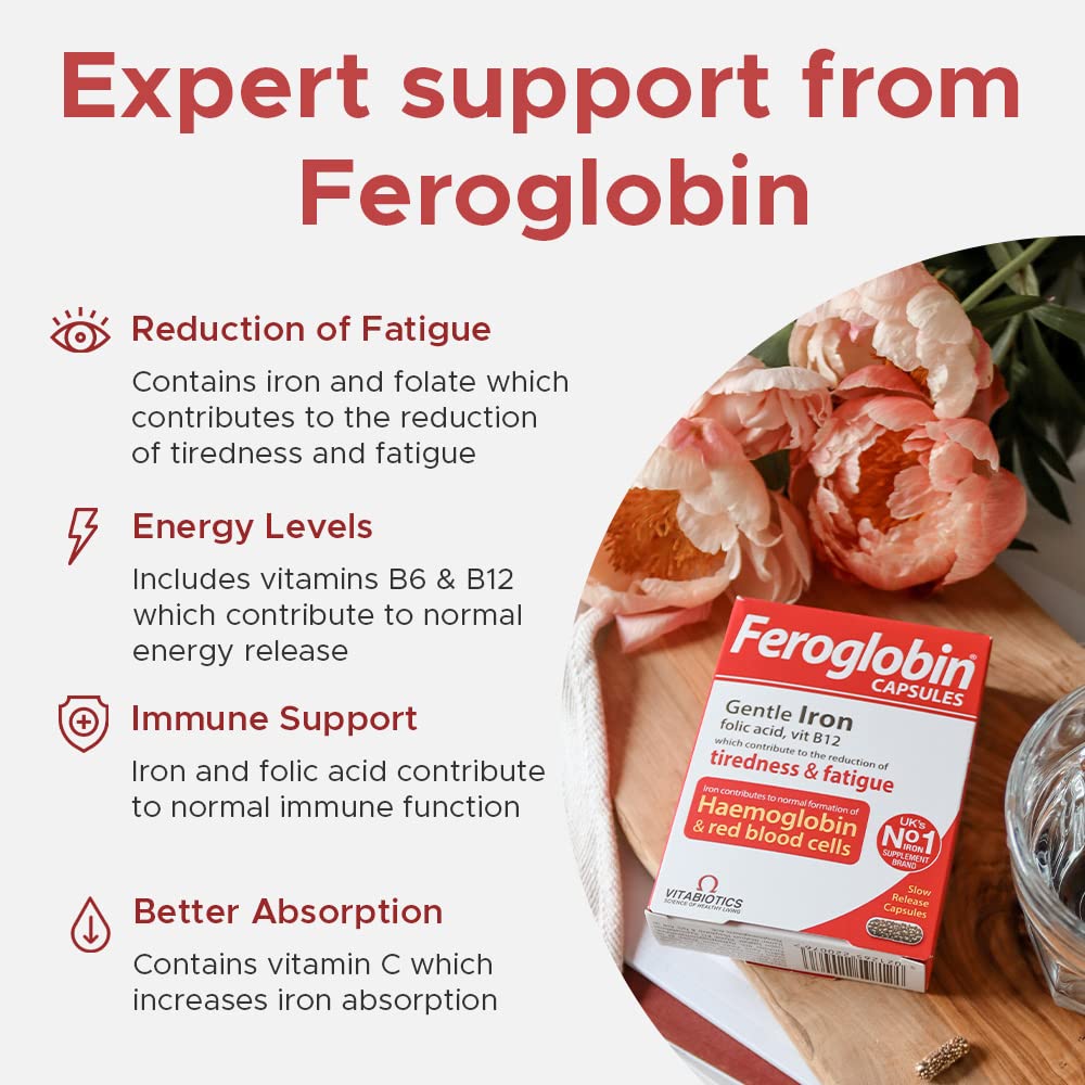 Feroglobin Iron Capsule Helps to reduce tiredness and fatigue Feroglobin uk supplements