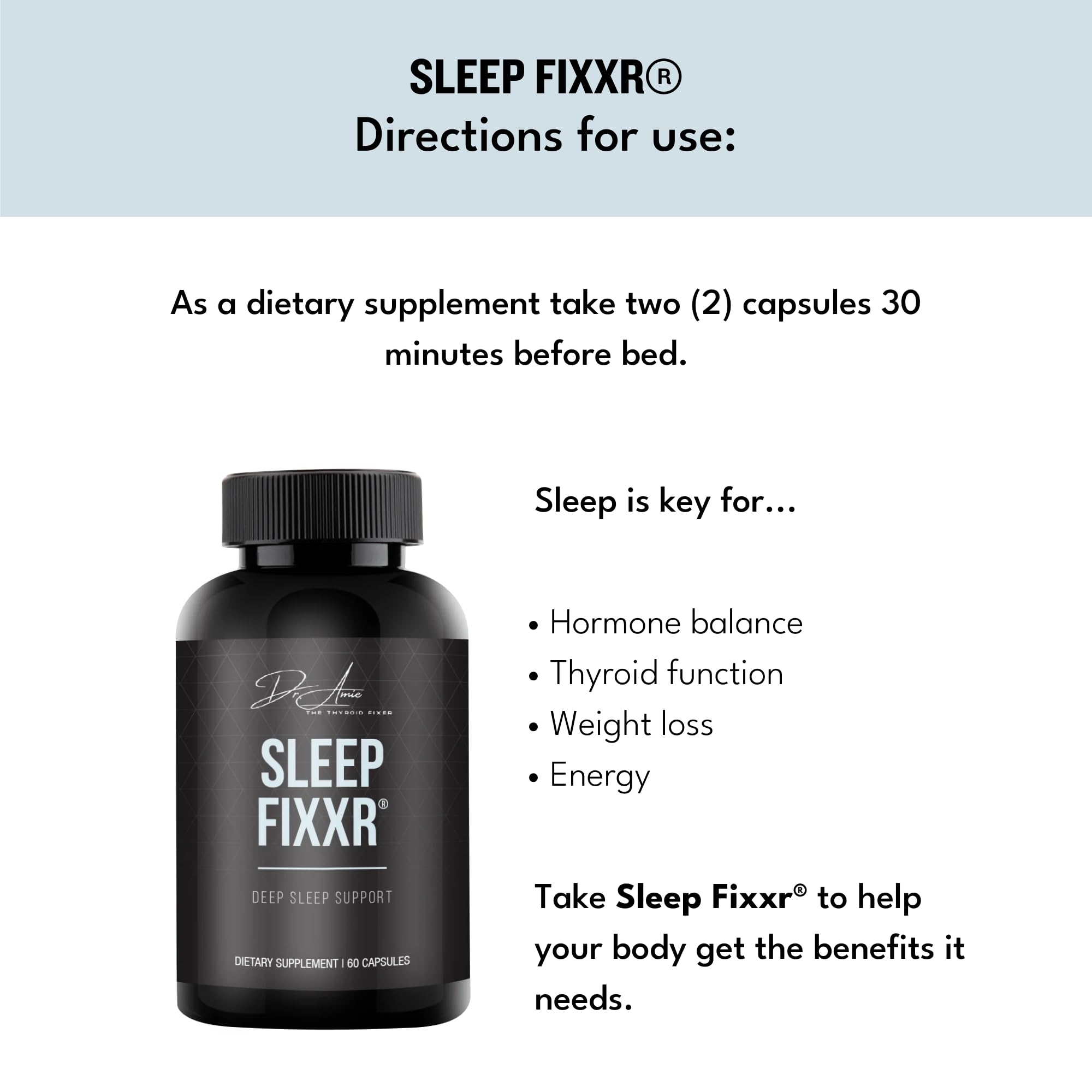 Fixxr Sleep Support by Dr. Amie | with Melatonin, Inositol, and Magnesium | 30 Day Supply, 60 Capsules Fixxr uk supplements