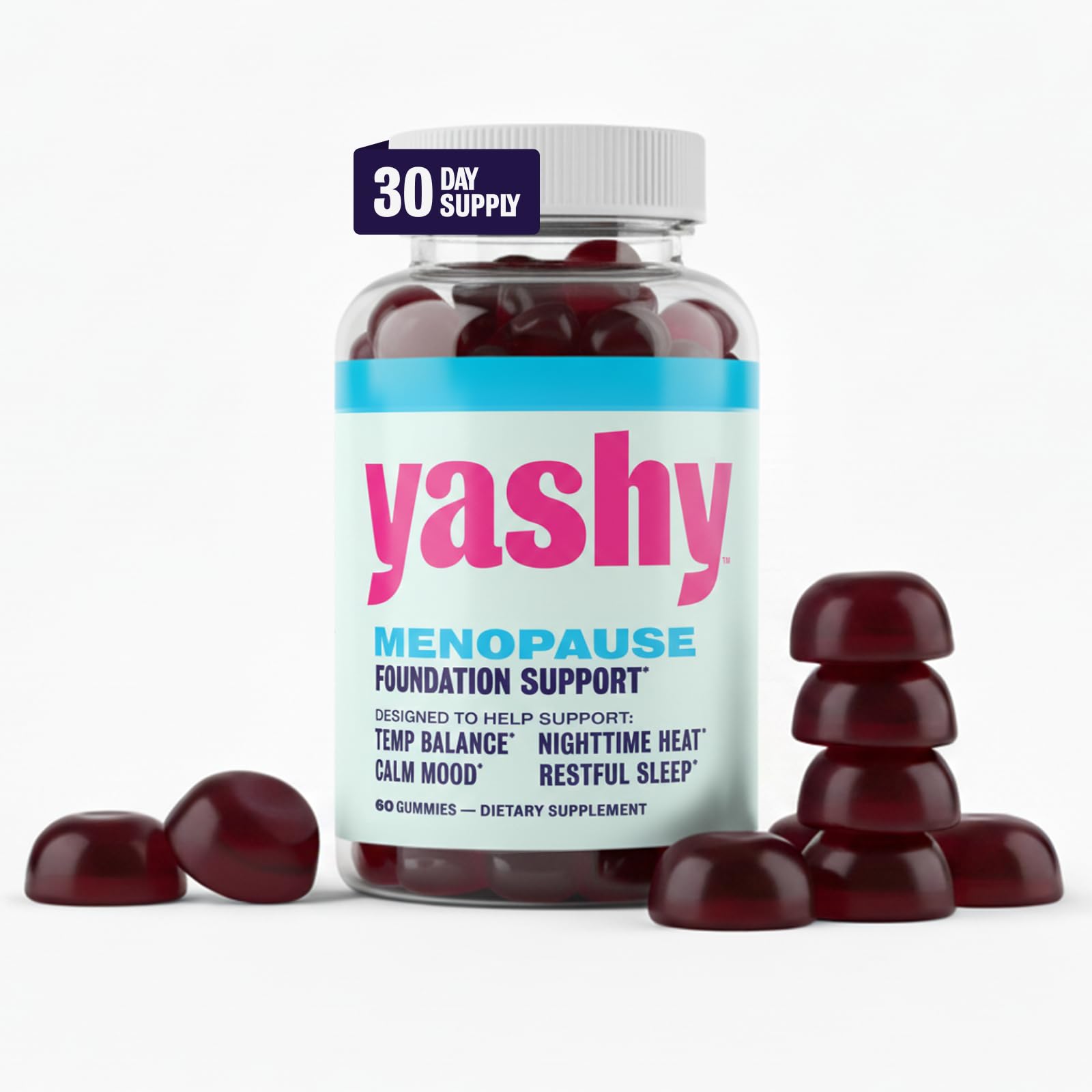Yashy Gummies for Menopause | Hormone-Free Supplements for Women | Clinically Backed | 30 Servings | Helps Alleviate Hot Flashes, Night Sweats, & Mood Swings | Supports Libido | BlackBerry Flavor YASHY uk supplements