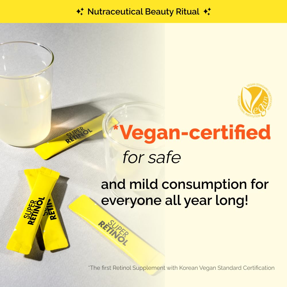 VITALBEAUTIE Super Retinol - Ingestible Liposomal Retinol & Vitamin C 1000mg Powder - Vegan K-Beauty Skin Supplement for Radiant Glass Skin & Tone, Dark Spot Care, 30 Packets VITALBEAUTIE uk supplements