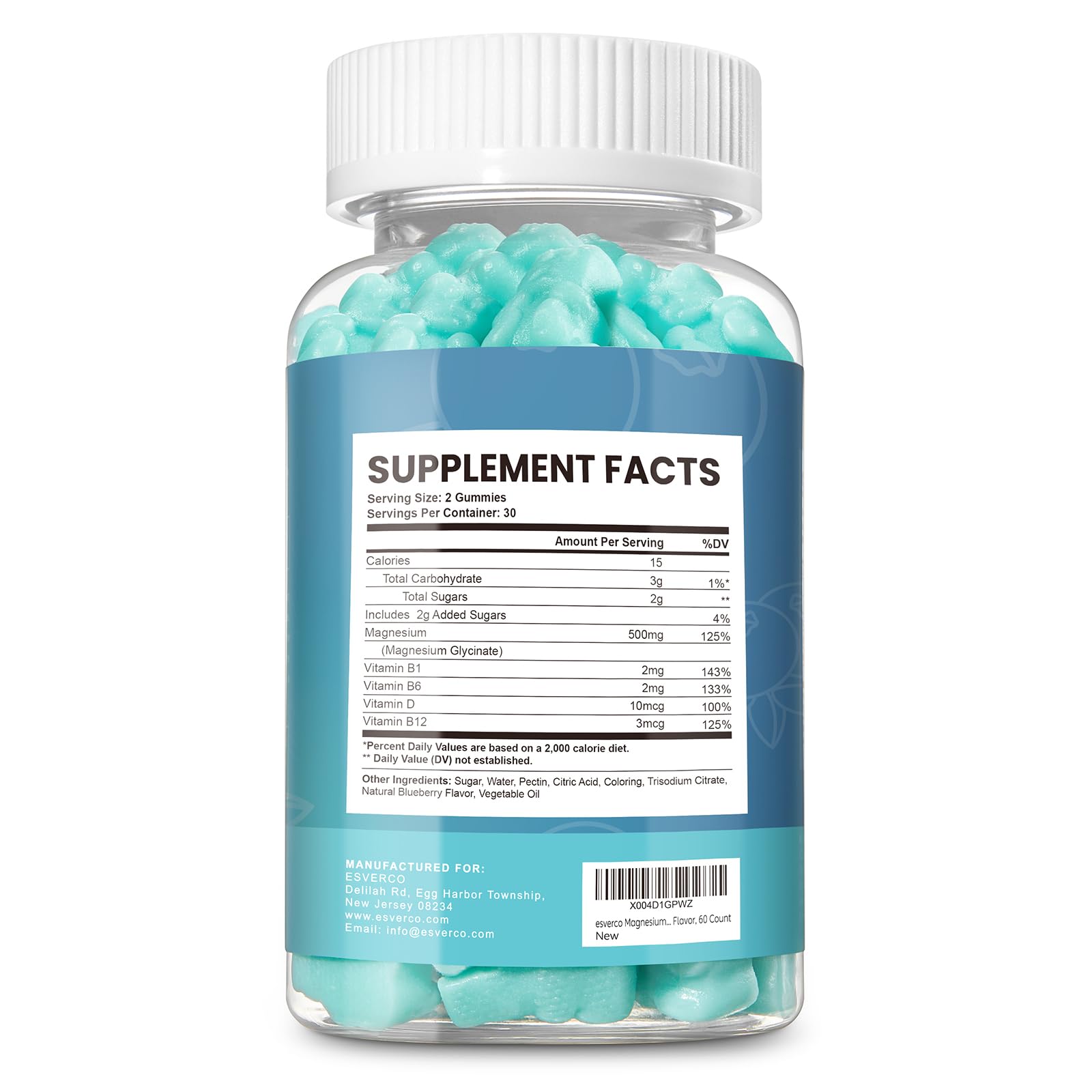 Esverco Magnesium Glycinate Gummies 500mg Sleep for Men & Women Vitamin C, Vegan Promotes Relaxation Muscle, Chewable Magnesium, No Melatonin, Non GMO, Natural Blueberry Flavor, 60 Count esverco uk supplements