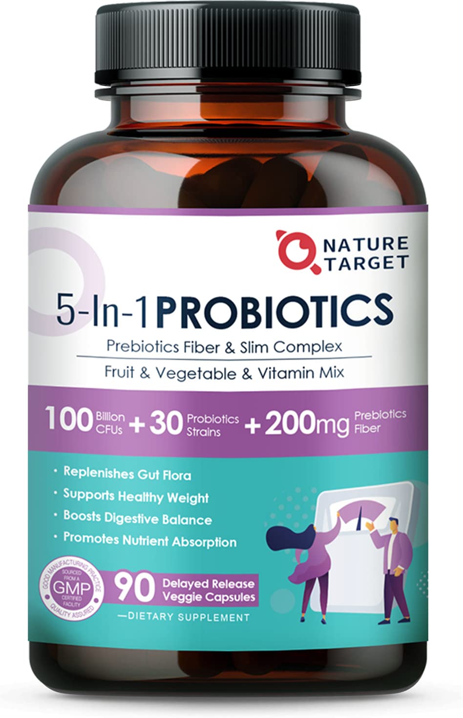 Probiotics for Women-Men-Kids Digestive Health, Prebiotics and Probiotics for Women NATURE TARGET uk supplements