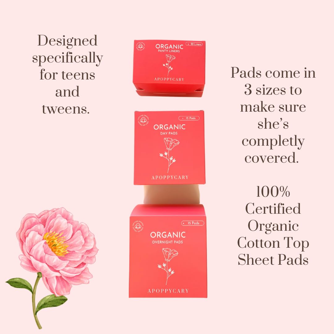 Organic 77 PC Period Kit Moon Box for Teens and Tweens - Organic Cotton Top Sheet Feminine Pads APOPPYCARY uk supplements