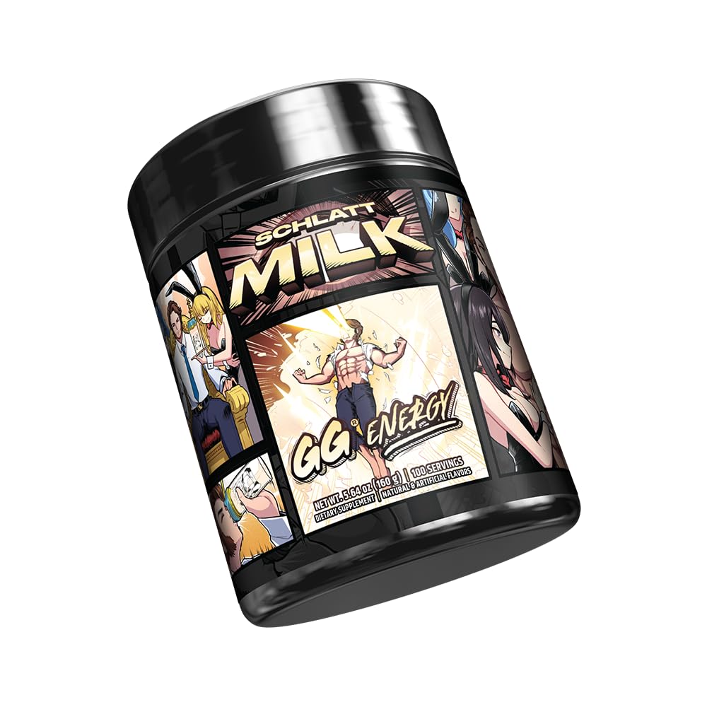 Gamer Supps GG Energy - Schlatt Milk by jschlatt (100 Servings) - Keto Friendly Gaming Energy and Nootropic Blend, Sugar Free + Organic Caffeine + Vitamins + Immune Support, Powder Drink Gamer Supps uk supplements