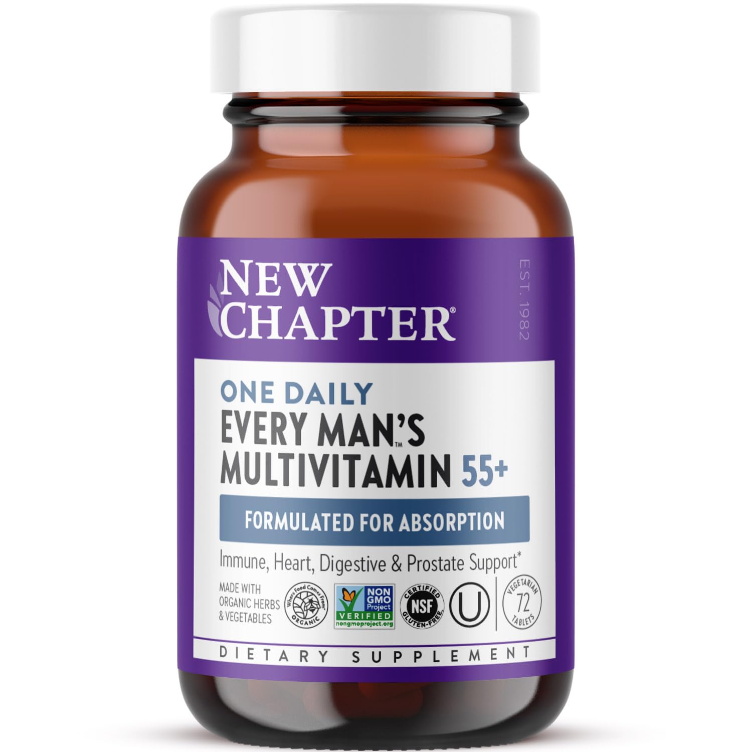 New Chapter Multivitamin for Men 50 Plus + Immune Support - Every Man's One Daily 55+ with Fermented Probiotics + Whole Foods + Astaxanthin New Chapter uk supplements