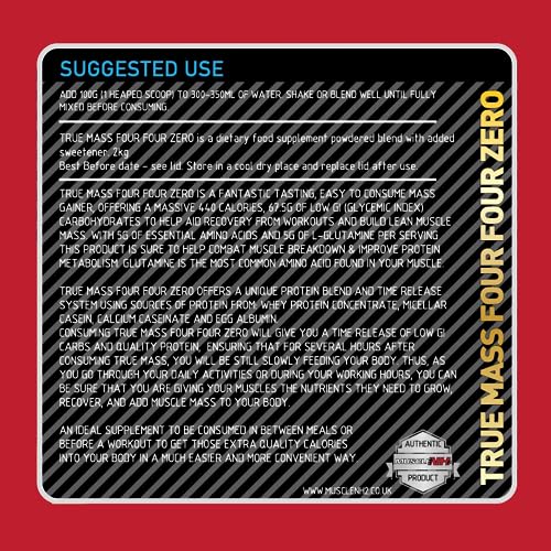 MuscleNh2 True Mass Four Four Zero Mass Gainer Protein Powder, High Calories and Protein MuscleNh2 uk supplements