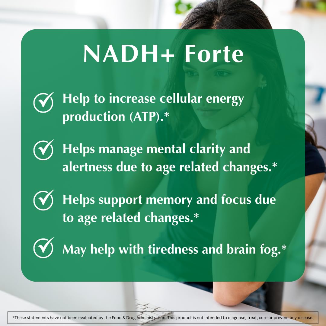 PROVITA NADH+ Forte | Cognitive Support Supplement with NADH, Coenzyme Q10 & Chlorophyll | Energy Support, Focus, Mental Clarity & Brain Health | Vegan Capsules | High Absorption Cellular Formula PROVITA uk supplements
