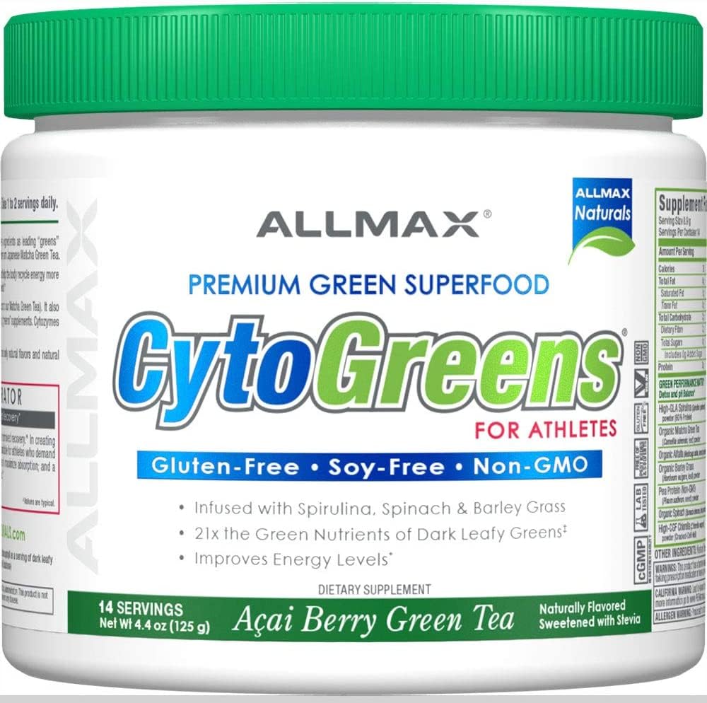 ALLMAX Naturals CytoGreens Super Greens Powder, Premium Green Superfood with Greens, Superfoods, Daily Greens Supplement, Acai Berry Green Tea, 14 Servings ALLMAX uk supplements
