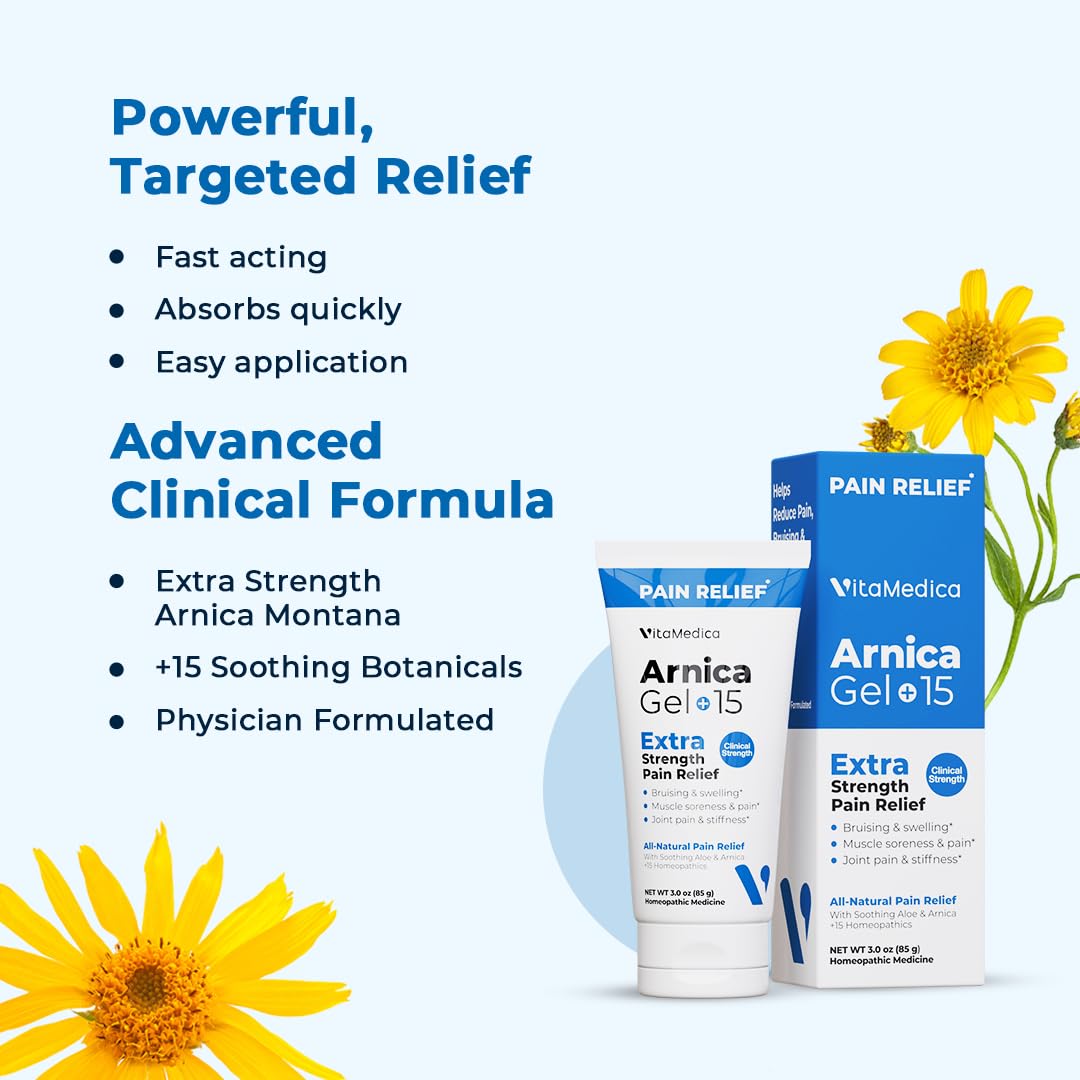 VitaMedica Arnica Gel Plus 15 Healing Plant Compounds, Extra Strength Formula for Bruising, All-Natural Plant-Based Topical Gel VitaMedica uk supplements